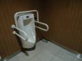 小便器に両側手すりが付いてます。