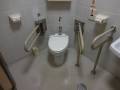 便器両側に手すりがあり、トイレットペーパーも両側にあります。